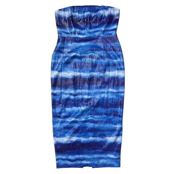 Runaway The Label Malibu Allover Sequin Midi Dress‎ Ocean Blue Size XXL - Picture 1 of 14
